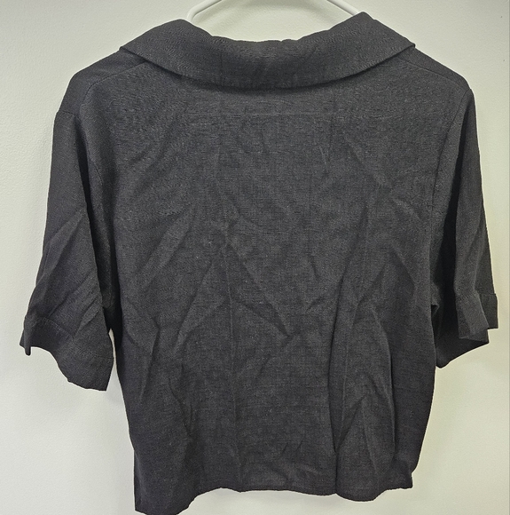 Womens Black Button-Up Shirt and Shorts Set Summer Set Large - Picture 6 of 8